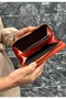 Orange Wallet 6 Card 1 Id Compartment Snap Fastener and Zipper Closure Vegan Wallet - 4