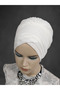 Embroidered Off White Bridalhead Bonnet Ready Veil Ready Wrap Evening Dress Wrap - 2