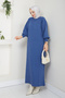 Women's Midnight Blue Hijab Balloon Sleeve Knitwear Dress - 3