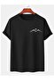 Mountain View Printed Black Crew Neck Summer Short Sleeve Unisex T-shirt - 2