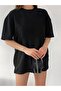Black Unisex Cotton Crew Neck Boyfriend Knitted Oversize T-Shirt