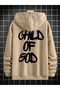 Men's Beige Child of God Printed 3 Thread Hooded Hoodie Sweatshirt - 2