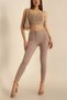 VioShine Women's Elastic Waist Zippered Scuba Tights