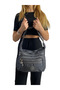 Women's Waterproof Gray Crinkle Fabric Gray Shoulder and Crossbody Bag with 6 Zippered Compartments - 4