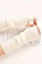 100% Acrylic Premium Knitwear Knitted Hand Warmer Hand Warmer Oversleeve Gloves Ecru - 2