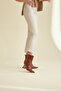 Seductive Zippered Tan Matte 8 cm Women's Boots & Bootie, High Heels - 7