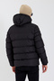 Men's Black New Season Cold Proof Pocket Detailed Removable Hooded Puffer Coat - 5
