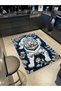 Tokyo Collection Navy Blue Theme White Tiger and Flower Patterned Woven Base Modern Decorative Carpet 07 - 2