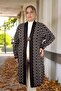 China Patterned Broch Detailed Long Sleeve Shal Collar Large Size Knitting Cardigan