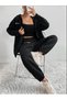 Women's Black Sierra Nevada Printed Hooded Cardigan Jogger Set