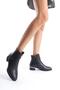 Kaltas Black Short Thick Heeled Buckle Zippered Casual Boots - 3