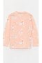 Lcw Baby Pink Shirt Collar Long Sleeve Printed Baby Girl Pajamas Set - 3