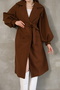 Balloon Sleeve Lined Stamp Coat - 6