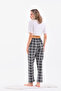 Plaid Printed Combed Cotton Black Unisex Relaxed Stylish and Comfortable Pajama Bottoms - 5