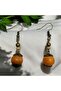 Women's Orange Wooden Dangle Earrings Bijouterie Trendy Stylish Gift - 2