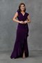 Purple Flexible Diving Fabric Double Breasted Collar Design Flounce Detail Maxi Dress 582443 - 5