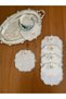 6 Pieces of Linen Silver Color Stylish Orchid Cocktail Presentation Napkins - 2