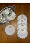 6 Pieces of Linen Silver Color Stylish Orchid Daisy Patterned Cocktail Presentation Napkins - 2