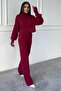 Turtleneck Finger-Locking Bottom Top Knitwear Suit - 2