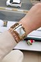 Women's Watch with Special Boxed Chain 3 Atm Waterproof Gold Color Steel Band + Bracelet Hmby2041C1 - 2