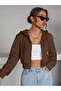 Crop Unisex Thick Brown Sweatshirt
