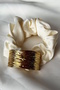 Cream and Gold Color Metal Detailed Bagel Buckle - 2