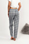 Women's Pajama Bottoms with Ribbon, Super Laci White Square - 8