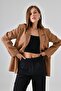 Camel Regular Lined Buttoned Woven Blazer Jacket - 2