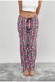 Women's Cotton Plaid Pattern Sleepwear Sweatpants with Ribbon White Square - 5