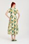 Floral Print Button-Down Short Sleeve Linen Dress - 2