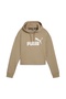 Ess Cropped Logo Women's Beige Hooded Sweatshirt 58686967 - 3