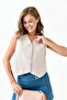 Stone Fitted Buttoned Woven Vest