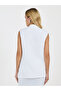 Solid Sleeveless Notch Label Collar Blazer with Wrap Details - 4
