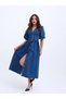 Half Sleeve Waist Detailed Jean Dress - 2