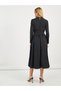 Pleated Drop Waist Detail A-Line Midi Dress - 6