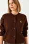 Women's Bitter Brown Teddy Embroidered Buttoned Knitwear Cardigan Th241126 60261173 - 5