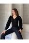 Fashion Show V-Neck Draped Detailed Crepe Blouse