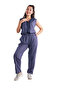 Women's Navy Blue Vest Tracksuit Set - 2