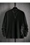 Men's Oversize Sweatshirt - Transfer Print, Cotton Inside, Raised Crew Neck