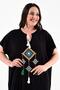 Women's Plus Size Dream Catcher Embroidery Detail Black Dress - 8