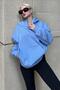 Blue Hooded Fleece-Lined Oversized Sweatshirt Mg1566 - 2