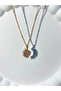 Pndr Model |   Sun Moon Double Steel Necklace |   316L Steel |   Zircon Stone |   Gold-Silver Color |   45cm |   Boxed - 6
