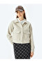 Classic Collar Snap Button Pocket Detailed Stamped Crop Jacket - 3