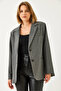 Women's Anthracite Padded Double Pocket Lined Blazer Jacket 3338 60261198 - 2