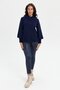 Women's Stand Collar Three Quarter Sleeve Short Wool Coat Y.A Navy Blue - 3