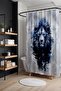 Bathroom Curtain, Navy Blue King Lion Pattern Shower Curtain, Bathtub Curtain 175X200Cm