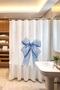 Bathroom Curtain, Blue Polka Dot Bow Pattern Shower Curtain, Bathtub Curtain 175X200Cm - 2