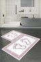 Digital Printed Washable Footprint Patterned Non-Slip Base Set of 2 Bathroom Mats