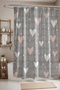 Bathroom Curtain, Gray Pink Hearts Patterned Shower Curtain, Bathtub Curtain 175X200Cm - 2