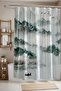 Bathroom Curtain, Boat on the Uninhabited Lake Pattern Shower Curtain, Bathtub Curtain 175X200Cm